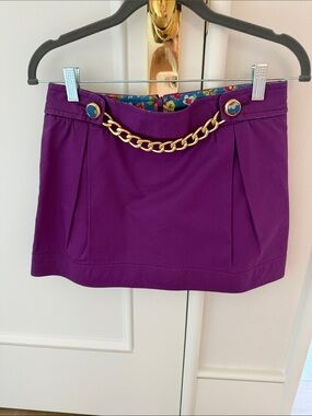 D&G Purple Mini Skirt with Gold Chain Accent